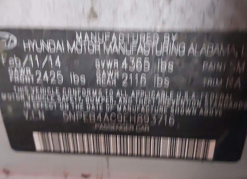 Photo 9 of 2014 Hyundai Sonata GLS (VIN 5NPEB4AC9EH893716)