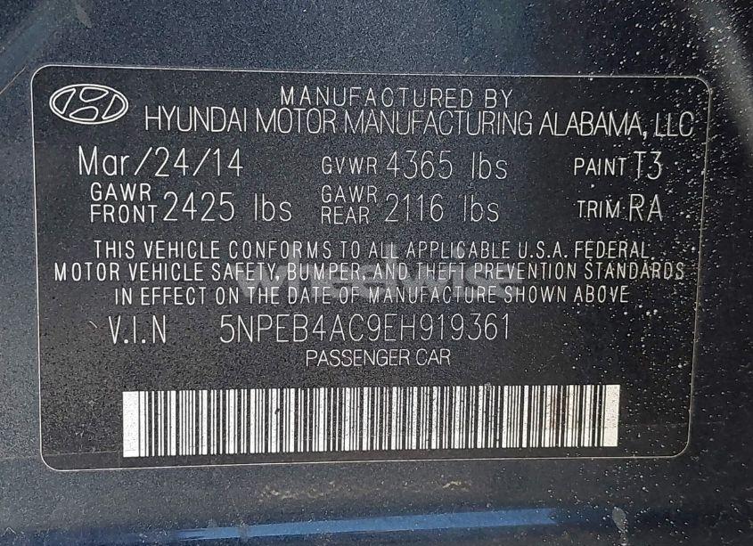 Photo 9 of 2014 Hyundai Sonata GLS (VIN 5NPEB4AC9EH919361)