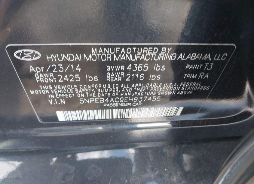 Photo 9 of 2014 Hyundai Sonata GLS (VIN 5NPEB4AC9EH937455)