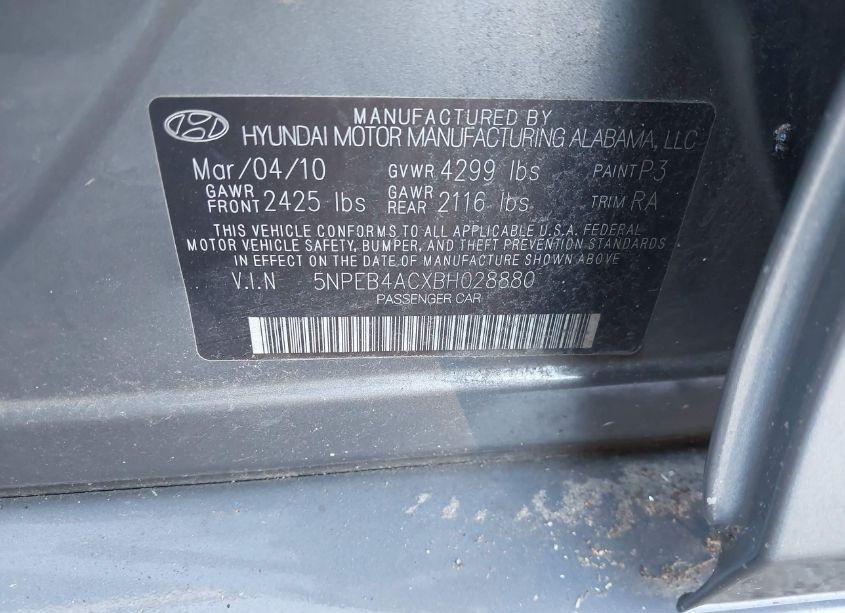 Photo 9 of 2011 Hyundai Sonata GLS (VIN 5NPEB4ACXBH028880)
