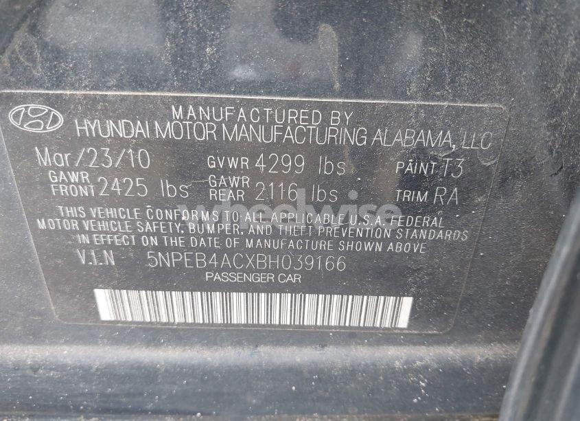 Photo 9 of 2011 Hyundai Sonata GLS (VIN 5NPEB4ACXBH039166)