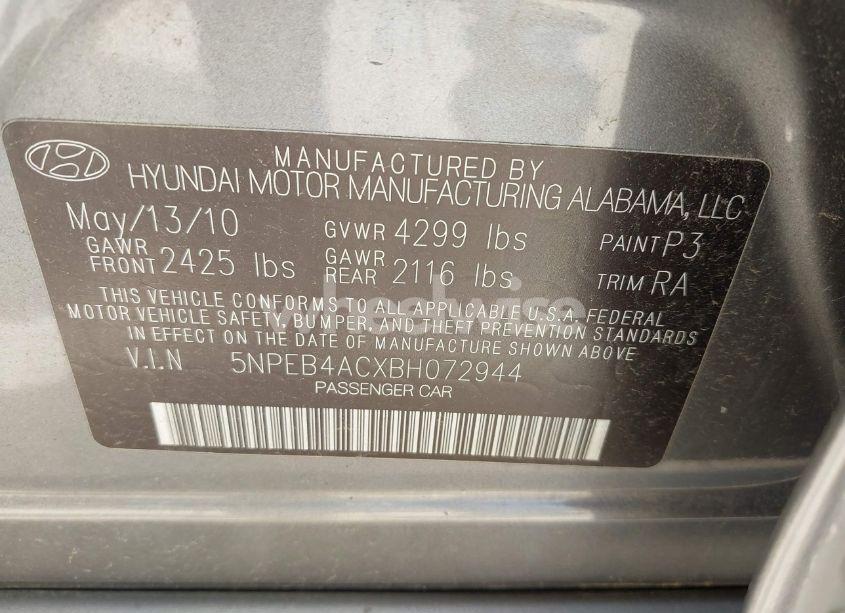 Photo 9 of 2011 Hyundai Sonata GLS (VIN 5NPEB4ACXBH072944)