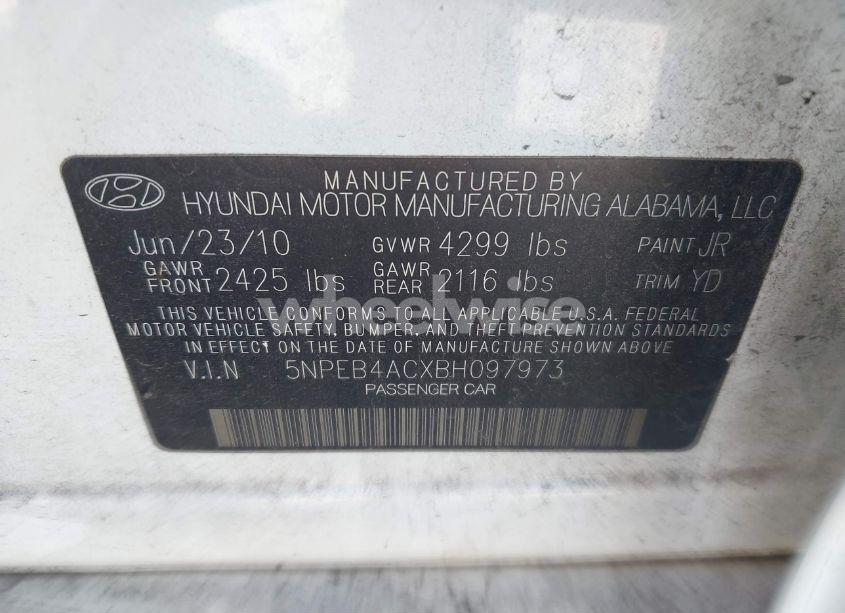 Photo 9 of 2011 Hyundai Sonata GLS (VIN 5NPEB4ACXBH097973)