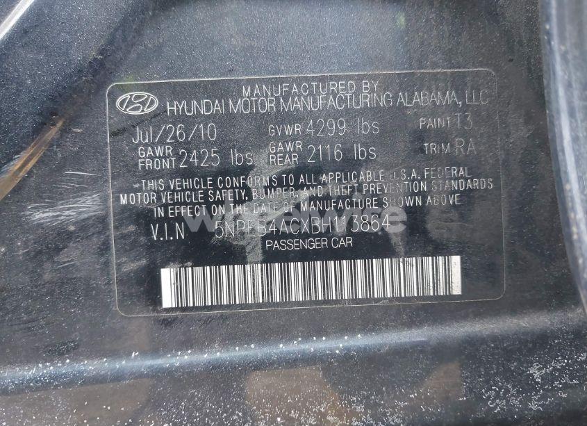 Photo 9 of 2011 Hyundai Sonata GLS (VIN 5NPEB4ACXBH113864)