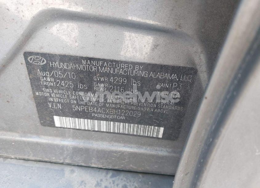 Photo 9 of 2011 Hyundai Sonata GLS (VIN 5NPEB4ACXBH122029)