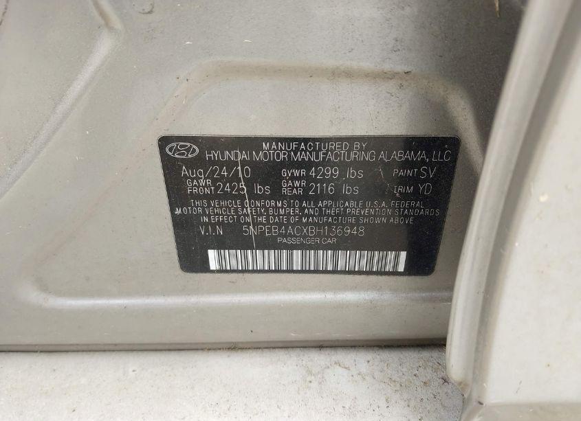 Photo 9 of 2011 Hyundai Sonata GLS (VIN 5NPEB4ACXBH136948)