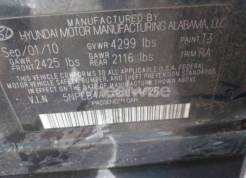 Photo 9 of 2011 Hyundai Sonata GLS (VIN 5NPEB4ACXBH144628)