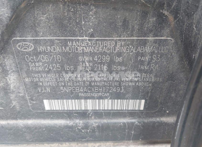 Photo 9 of 2011 Hyundai Sonata GLS (VIN 5NPEB4ACXBH172493)