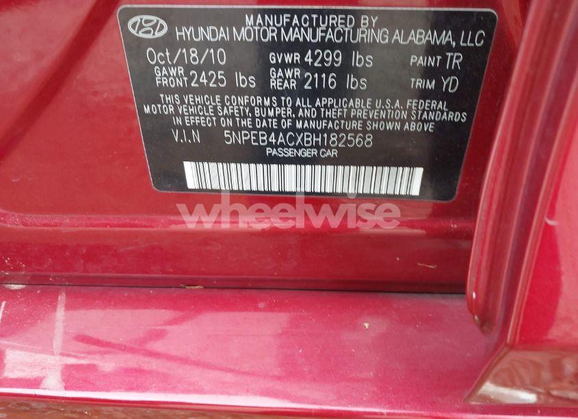 Photo 9 of 2011 Hyundai Sonata GLS (VIN 5NPEB4ACXBH182568)