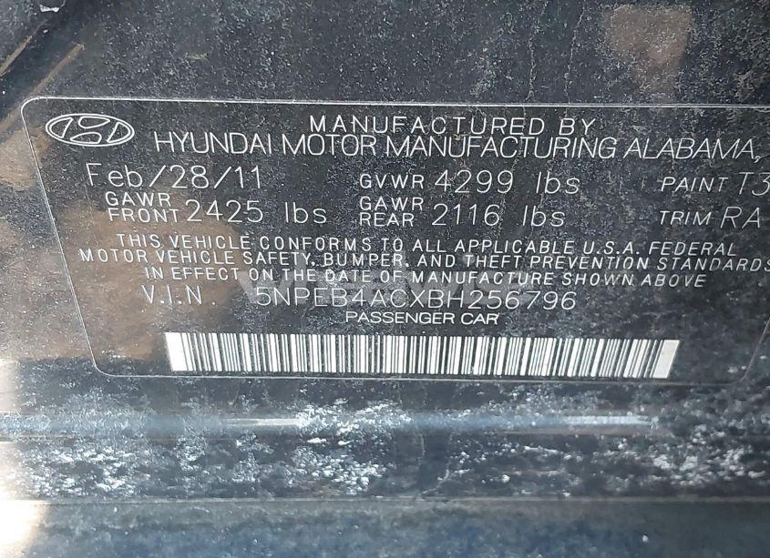 Photo 9 of 2011 Hyundai Sonata GLS (VIN 5NPEB4ACXBH256796)