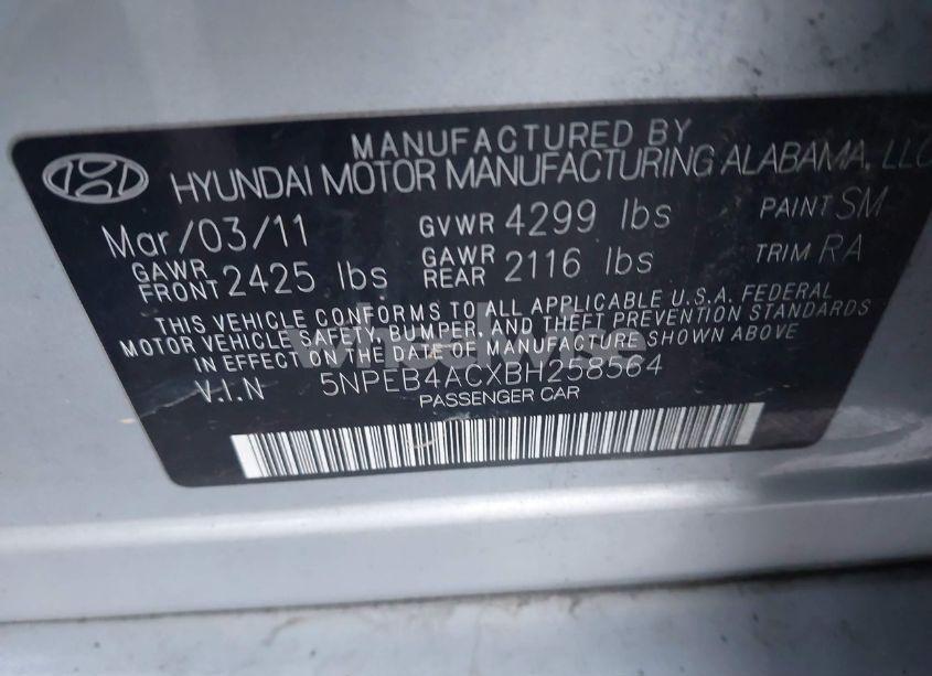 Photo 9 of 2011 Hyundai Sonata GLS (VIN 5NPEB4ACXBH258564)