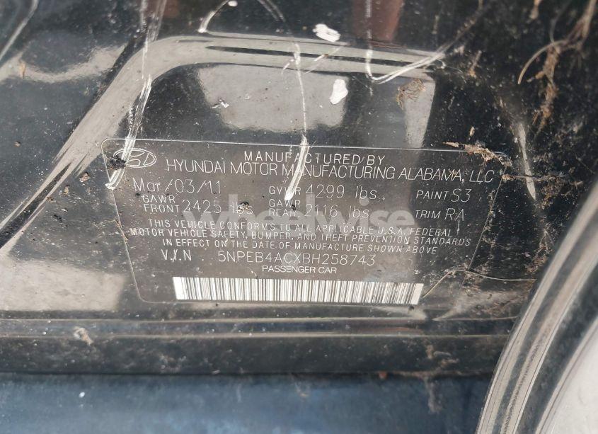 Photo 9 of 2011 Hyundai Sonata GLS (VIN 5NPEB4ACXBH258743)