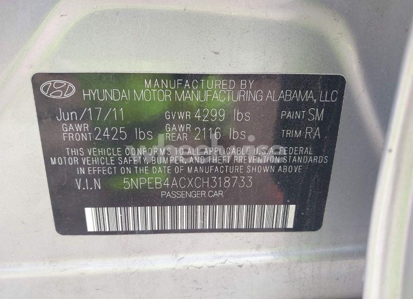Photo 9 of 2012 Hyundai Sonata GLS (VIN 5NPEB4ACXCH318733)