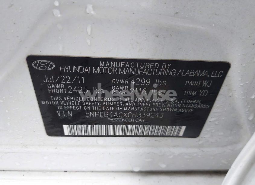 Photo 9 of 2012 Hyundai Sonata GLS (VIN 5NPEB4ACXCH339243)