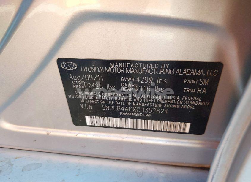 Photo 9 of 2012 Hyundai Sonata GLS (VIN 5NPEB4ACXCH352624)