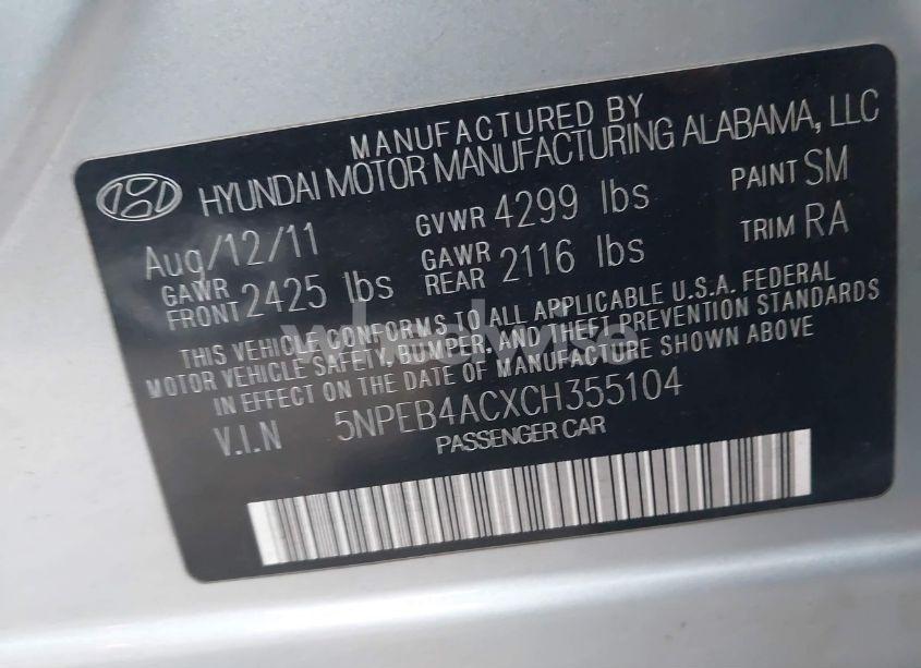 Photo 9 of 2012 Hyundai Sonata GLS (VIN 5NPEB4ACXCH355104)