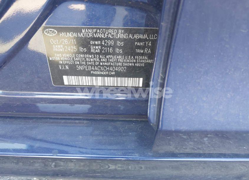 Photo 9 of 2012 Hyundai Sonata GLS (VIN 5NPEB4ACXCH404902)