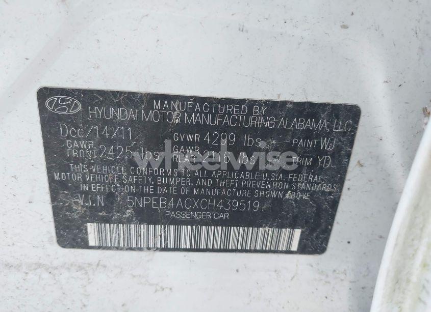 Photo 9 of 2012 Hyundai Sonata GLS (VIN 5NPEB4ACXCH439519)