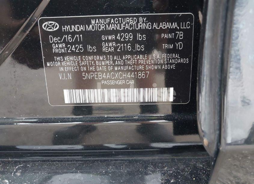 Photo 9 of 2012 Hyundai Sonata GLS (VIN 5NPEB4ACXCH441867)