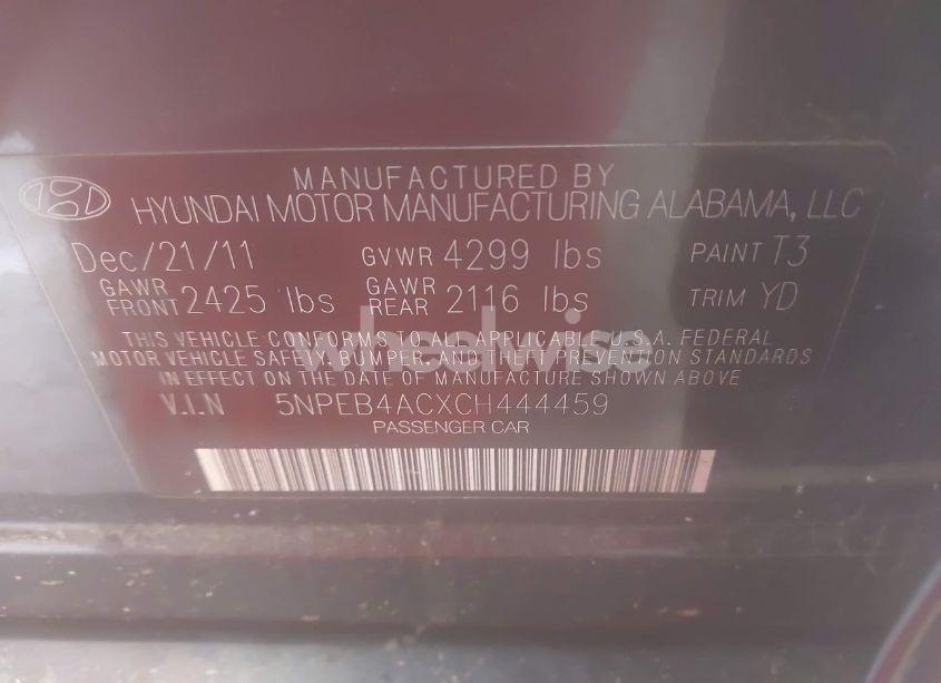Photo 9 of 2012 Hyundai Sonata GLS (VIN 5NPEB4ACXCH444459)