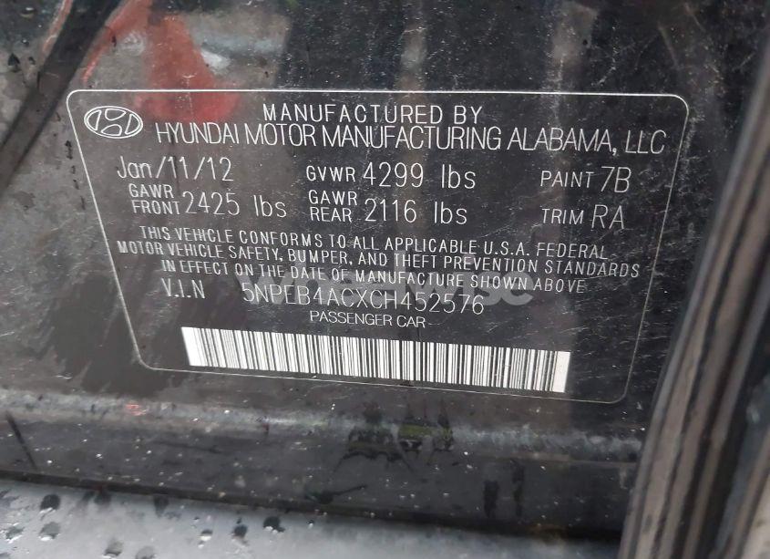 Photo 9 of 2012 Hyundai Sonata GLS (VIN 5NPEB4ACXCH452576)