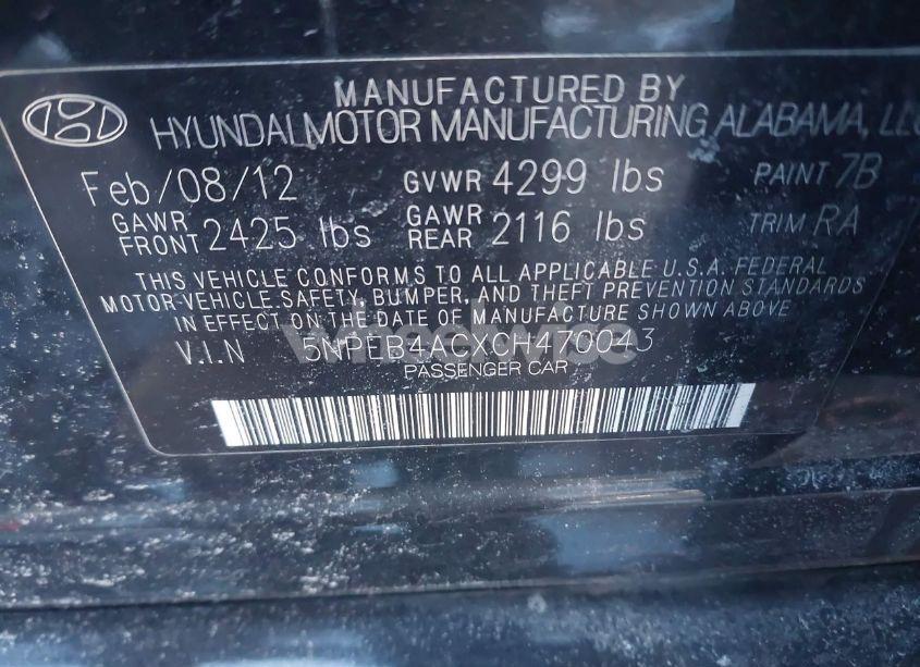 Photo 9 of 2012 Hyundai Sonata GLS (VIN 5NPEB4ACXCH470043)