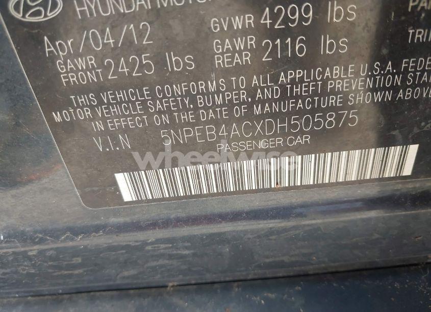 Photo 9 of 2013 Hyundai Sonata GLS (VIN 5NPEB4ACXDH505875)