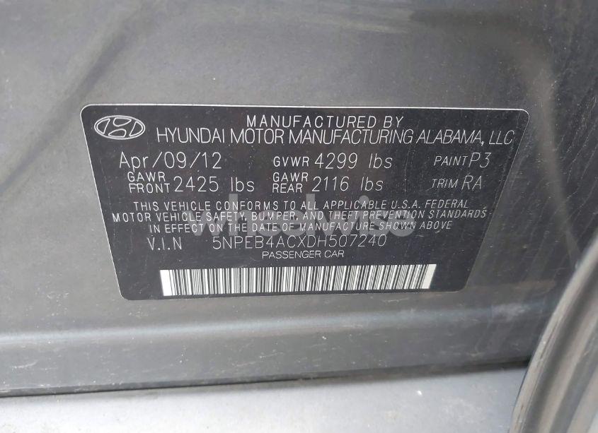 Photo 9 of 2013 Hyundai Sonata GLS (VIN 5NPEB4ACXDH507240)