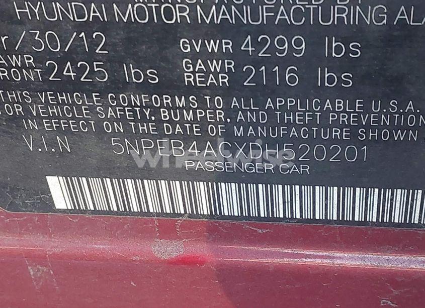 Photo 9 of 2013 Hyundai Sonata GLS (VIN 5NPEB4ACXDH520201)