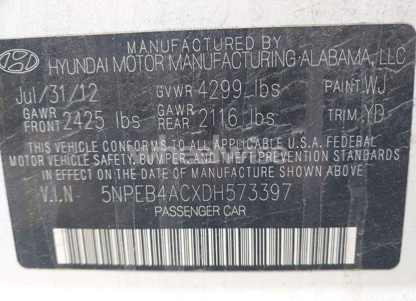 Photo 9 of 2013 Hyundai Sonata GLS (VIN 5NPEB4ACXDH573397)