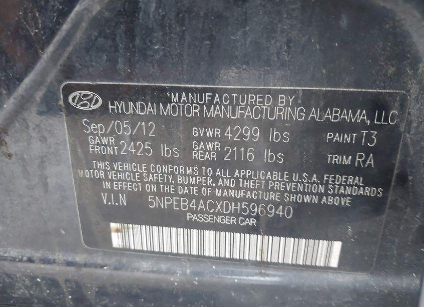 Photo 9 of 2013 Hyundai Sonata GLS (VIN 5NPEB4ACXDH596940)