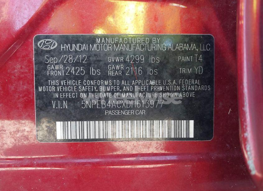 Photo 9 of 2013 Hyundai Sonata GLS (VIN 5NPEB4ACXDH613977)