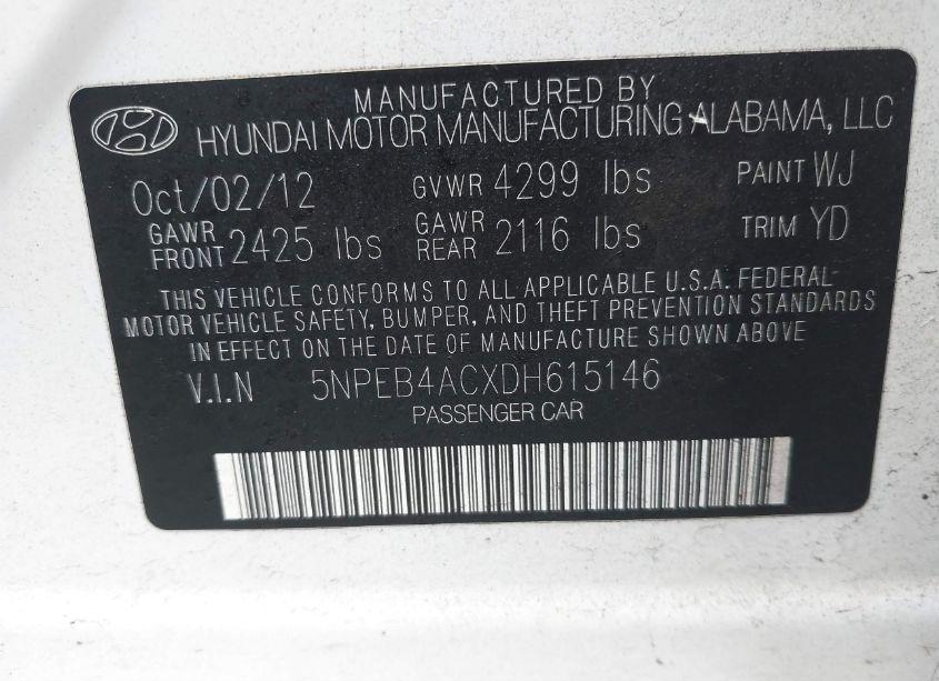 Photo 9 of 2013 Hyundai Sonata GLS (VIN 5NPEB4ACXDH615146)