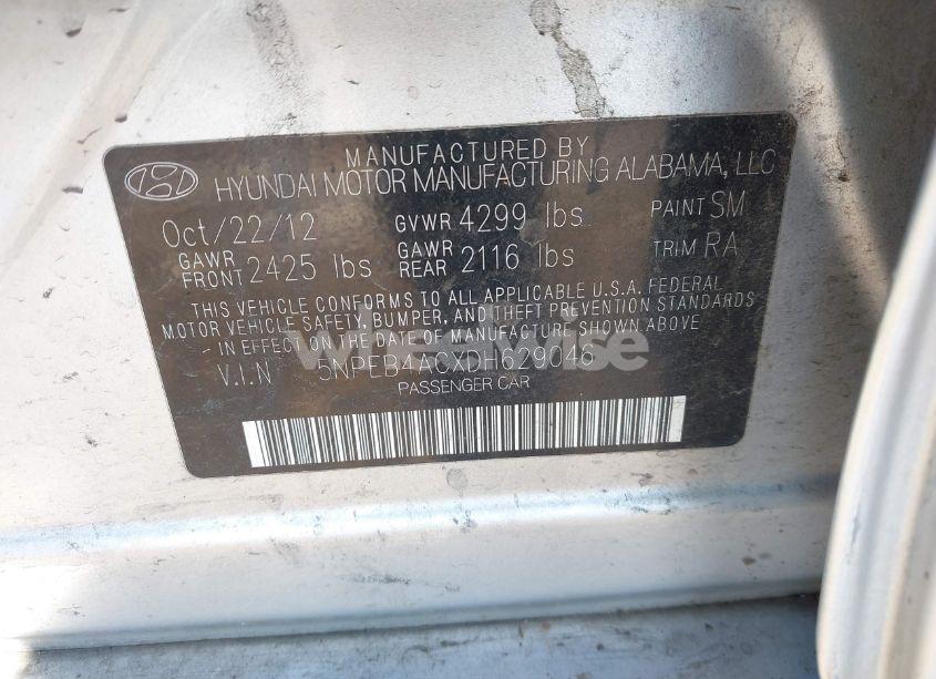 Photo 9 of 2013 Hyundai Sonata GLS (VIN 5NPEB4ACXDH629046)