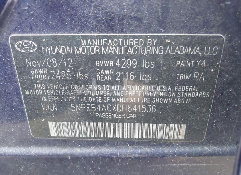 Photo 9 of 2013 Hyundai Sonata GLS (VIN 5NPEB4ACXDH641536)