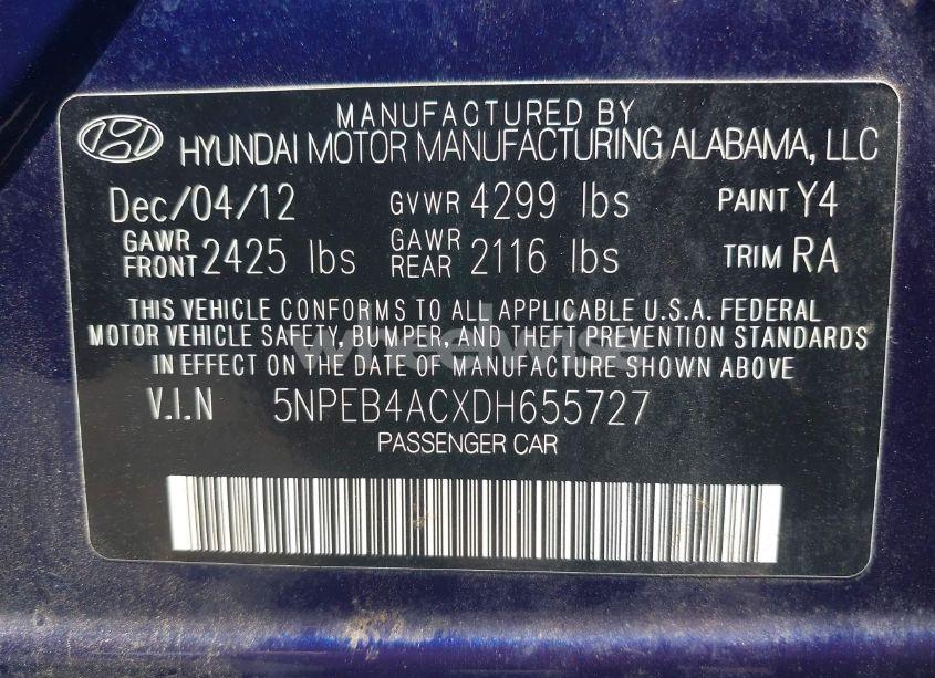 Photo 9 of 2013 Hyundai Sonata GLS (VIN 5NPEB4ACXDH655727)