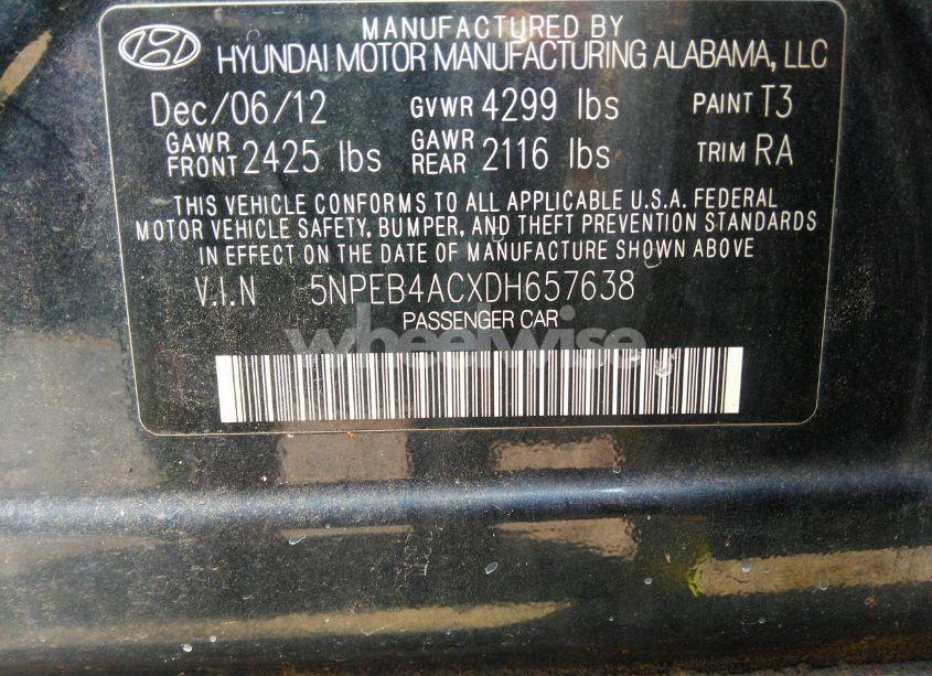 Photo 9 of 2013 Hyundai Sonata GLS (VIN 5NPEB4ACXDH657638)