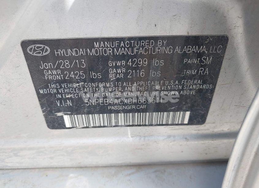 Photo 9 of 2013 Hyundai Sonata GLS (VIN 5NPEB4ACXDH683611)