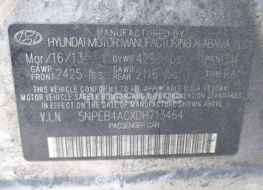 Photo 9 of 2013 Hyundai Sonata GLS (VIN 5NPEB4ACXDH713464)