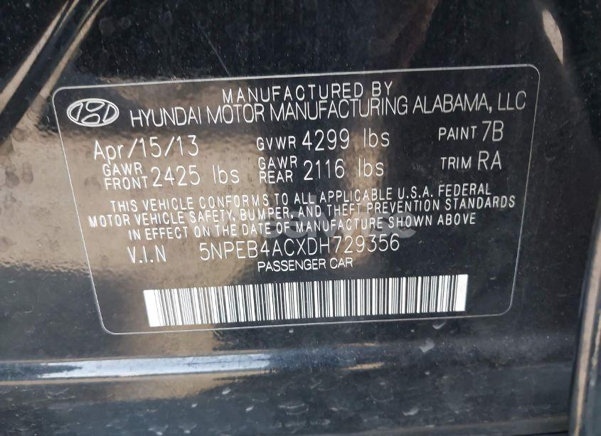 Photo 9 of 2013 Hyundai Sonata GLS (VIN 5NPEB4ACXDH729356)