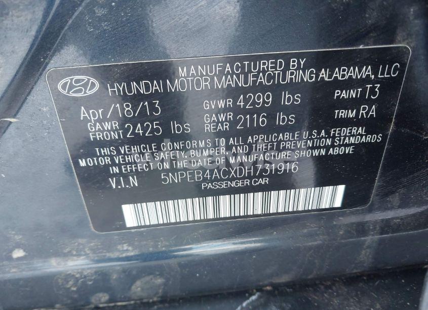 Photo 9 of 2013 Hyundai Sonata GLS (VIN 5NPEB4ACXDH731916)