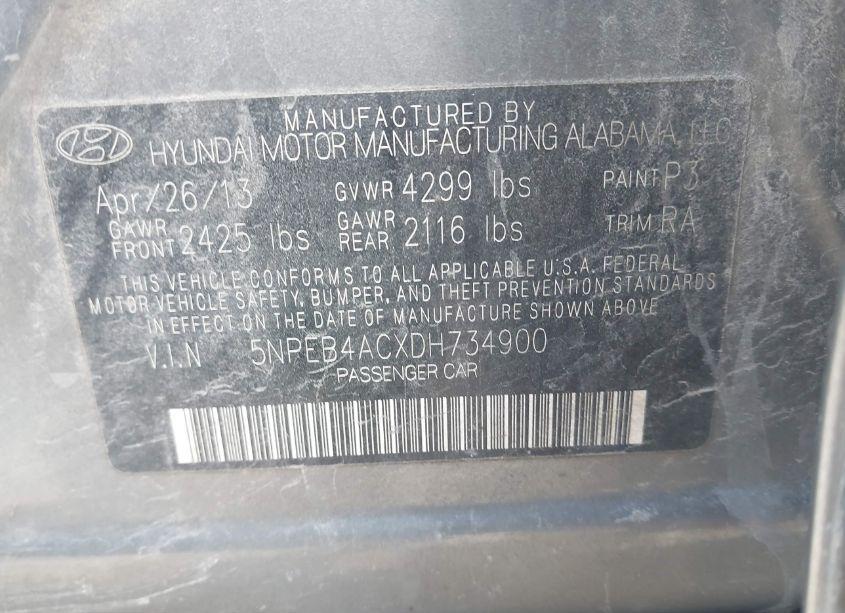 Photo 9 of 2013 Hyundai Sonata GLS (VIN 5NPEB4ACXDH734900)