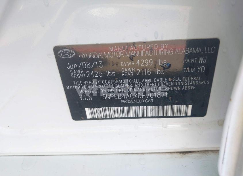 Photo 9 of 2013 Hyundai Sonata GLS (VIN 5NPEB4ACXDH761871)