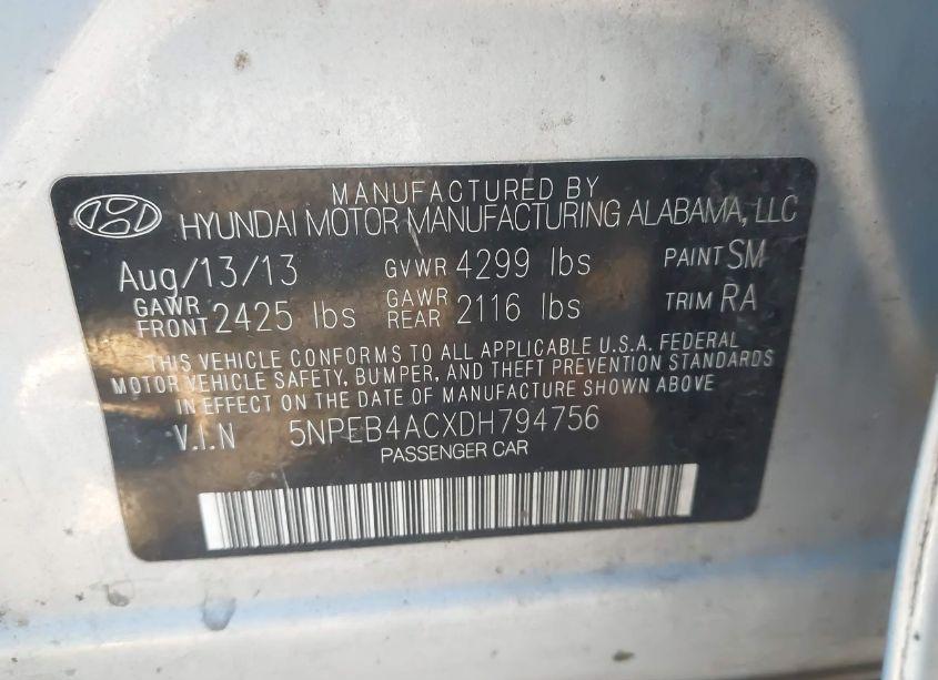 Photo 9 of 2013 Hyundai Sonata GLS (VIN 5NPEB4ACXDH794756)