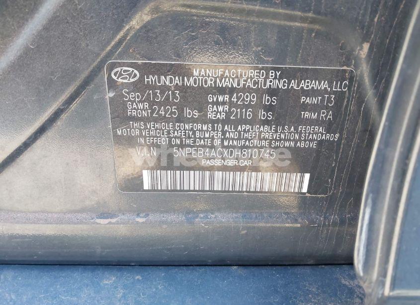 Photo 9 of 2013 Hyundai Sonata GLS (VIN 5NPEB4ACXDH810745)