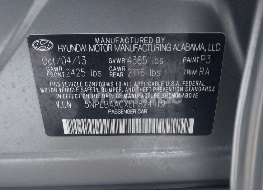 Photo 9 of 2014 Hyundai Sonata GLS (VIN 5NPEB4ACXEH824419)