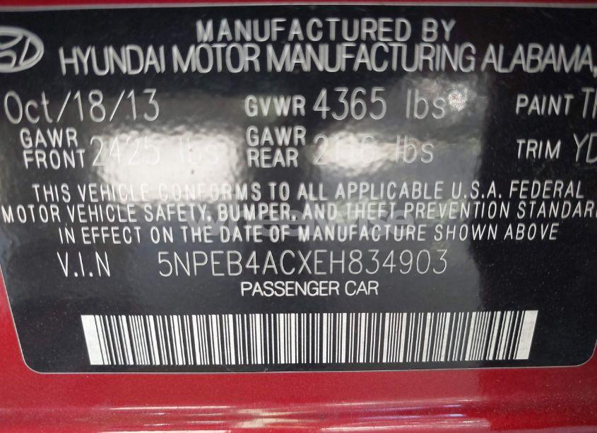 Photo 9 of 2014 Hyundai Sonata GLS (VIN 5NPEB4ACXEH834903)