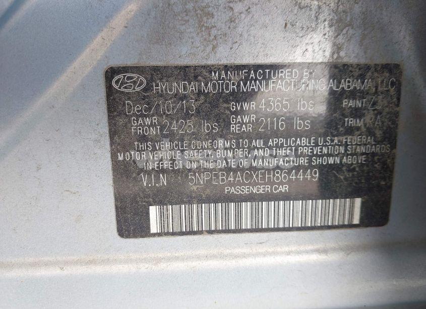 Photo 9 of 2014 Hyundai Sonata GLS (VIN 5NPEB4ACXEH864449)
