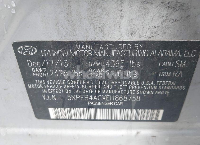 Photo 9 of 2014 Hyundai Sonata GLS (VIN 5NPEB4ACXEH868758)