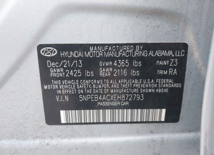 Photo 9 of 2014 Hyundai Sonata GLS (VIN 5NPEB4ACXEH872793)